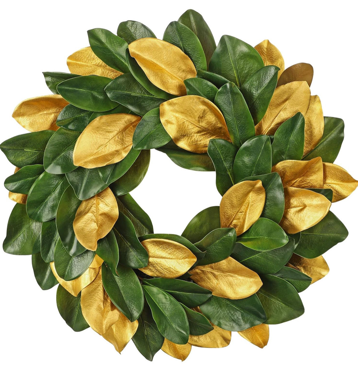 Gold & Green Magnolia Leaf Wreath